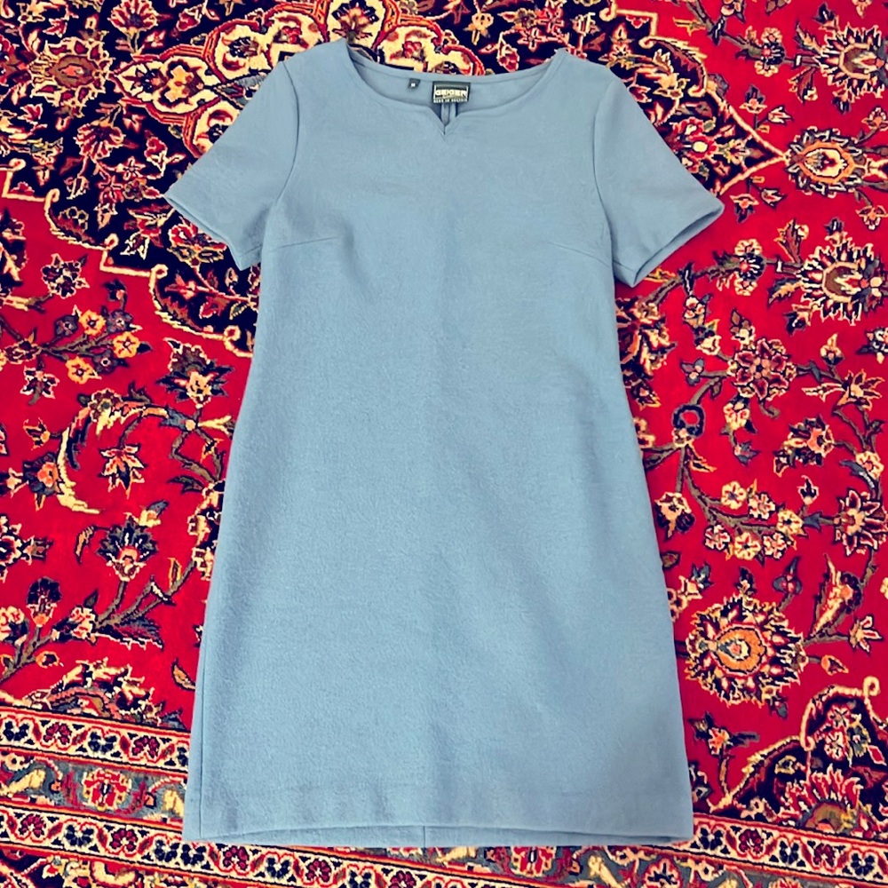 Geiger Blue 100% Boiled Wool Dress with Stretch